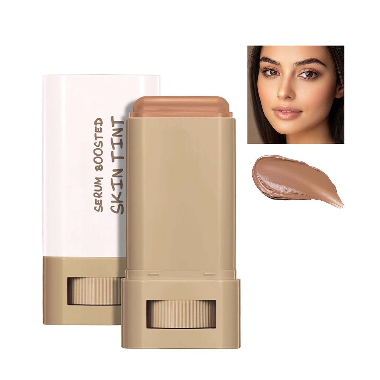 Skin Tint, Beauty Balm Serum Boosted Skin Tint, Foundation Stick＃6 | Skin Tint with SPF, Tinted Moisturizer, Concealer Stick, Full Coverage Foundation, Face Makeup, Foundation Makeup,Dewy Finish
