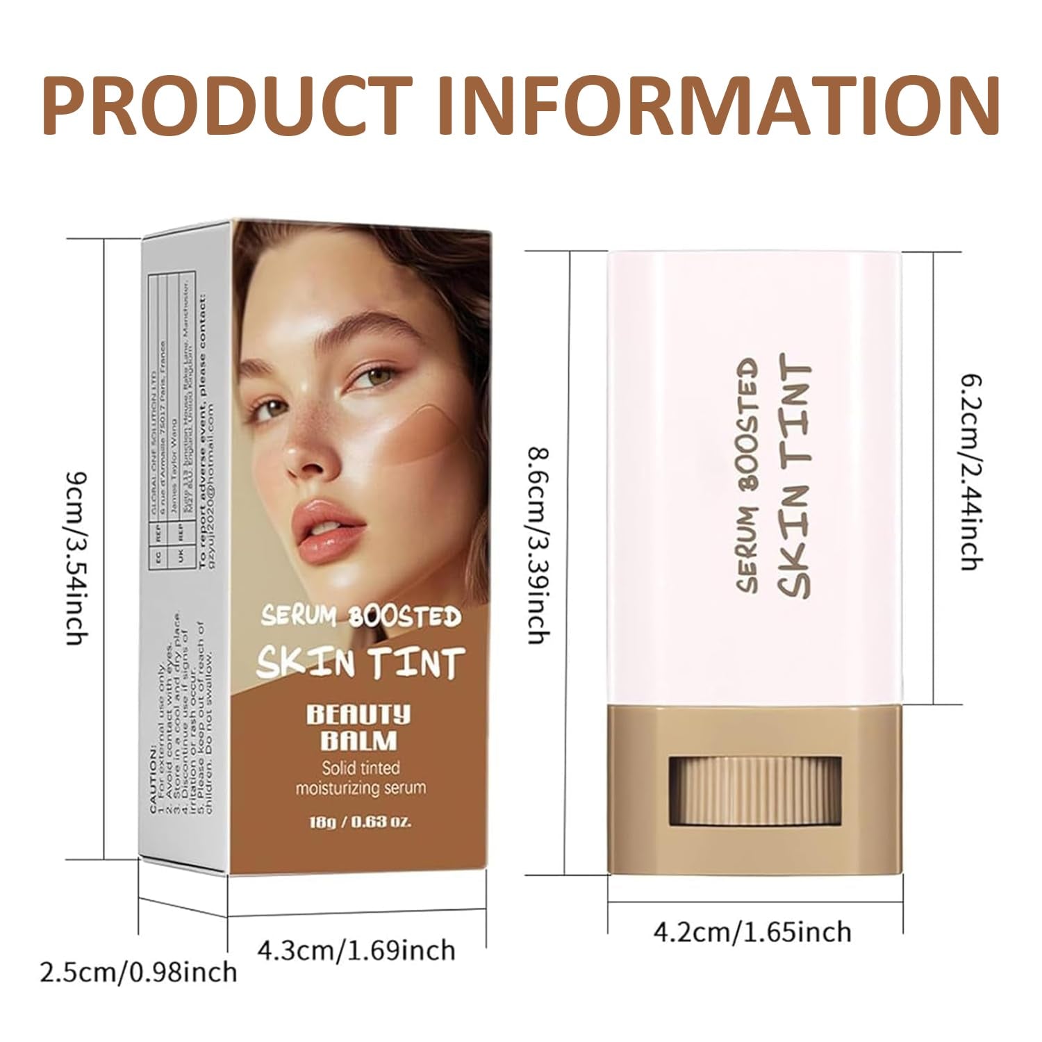 Skin Tint, Beauty Balm Serum Boosted Skin Tint, Foundation Stick＃6 | Skin Tint with SPF, Tinted Moisturizer, Concealer Stick, Full Coverage Foundation, Face Makeup, Foundation Makeup,Dewy Finish