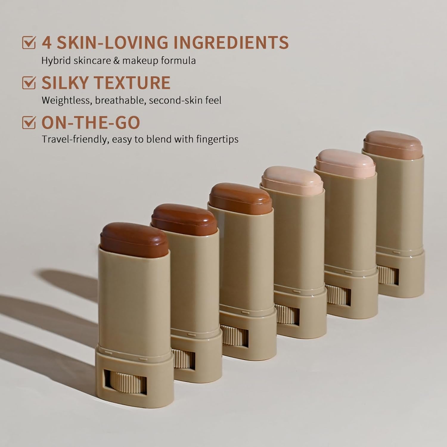 Skin Tint, Beauty Balm Serum Boosted Skin Tint, Foundation Stick＃6 | Skin Tint with SPF, Tinted Moisturizer, Concealer Stick, Full Coverage Foundation, Face Makeup, Foundation Makeup,Dewy Finish
